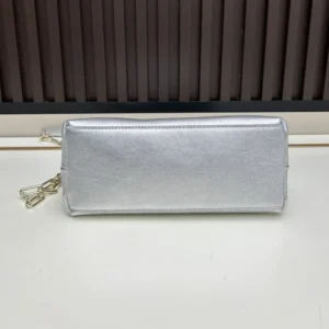 Dior Women Or Small Dior Bow Bag Silver-Tone Laminated Lambskin