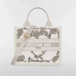 Dior Women Small Dior Book Tote Multicolor Amour de Roses Embroidery and Latte Calfskin