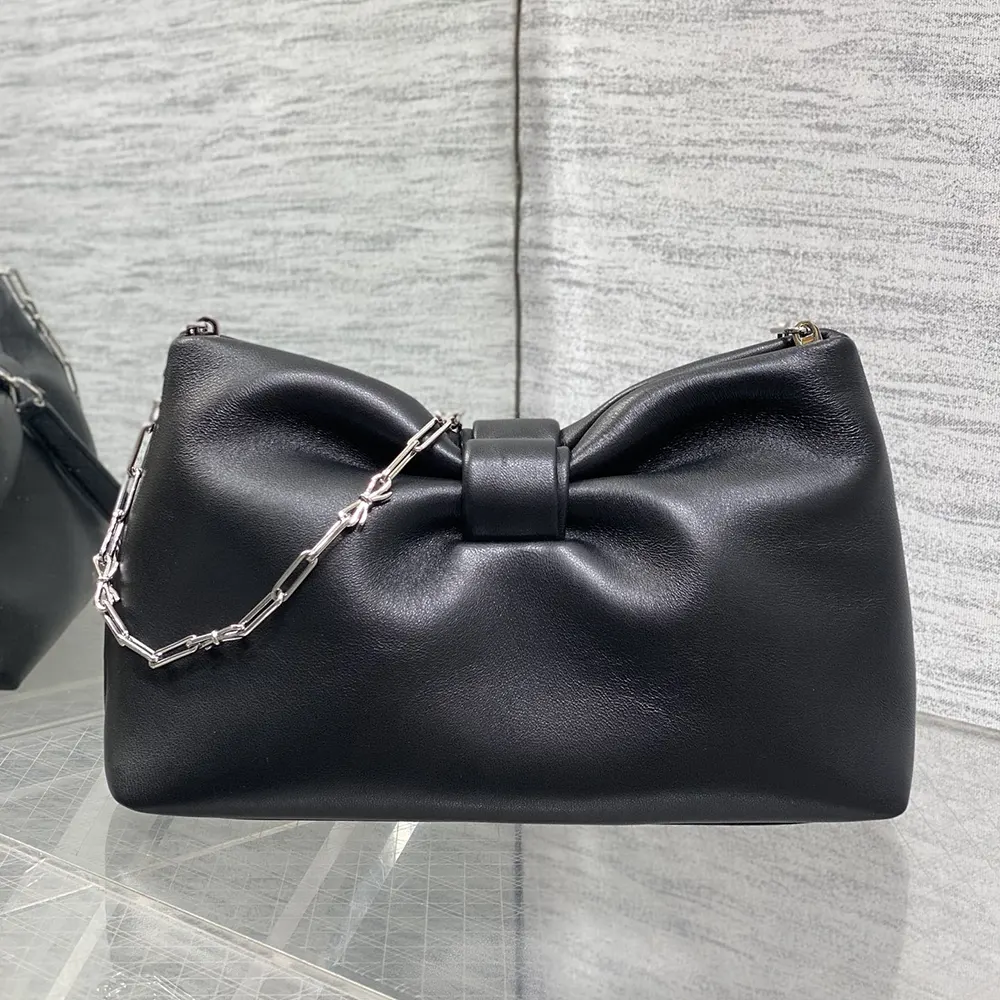 Dior Women Small Dior Bow Bag Black Lambskin M0715OUQO 4 Dior Women Small Dior Bow Bag Black Lambskin M0715OUQO
