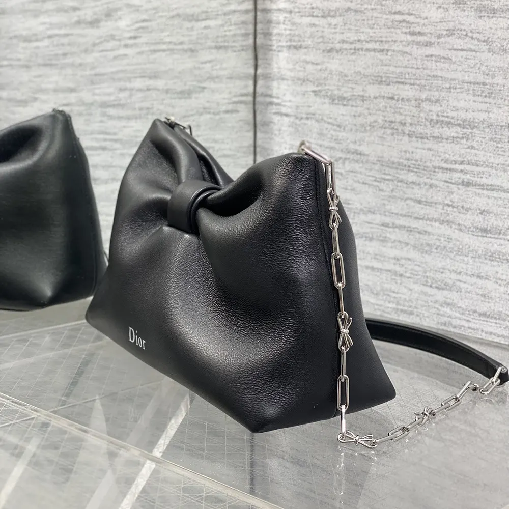 Dior Women Small Dior Bow Bag Black Lambskin M0715OUQO 5 Dior Women Small Dior Bow Bag Black Lambskin M0715OUQO