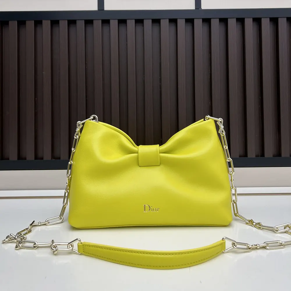 Dior Women Small Dior Bow Bag Buttercup Lambskin M0715OUQO 2 Dior Women Small Dior Bow Bag Buttercup Lambskin M0715OUQO