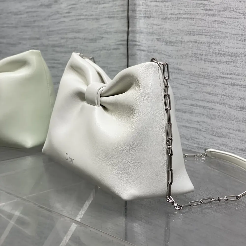Dior Women Small Dior Bow Bag Latte Lambskin M0715PUQO 5 Dior Women Small Dior Bow Bag Latte Lambskin M0715PUQO