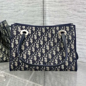 Dior Women Small Shopping Bag Blue Dior Oblique Jacquard M1410OTZQ