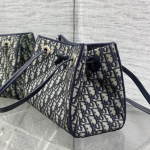 Dior Women Small Shopping Bag Blue Dior Oblique Jacquard M1410OTZQ