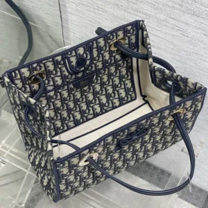 Dior Women Small Shopping Bag Blue Dior Oblique Jacquard M1410OTZQ