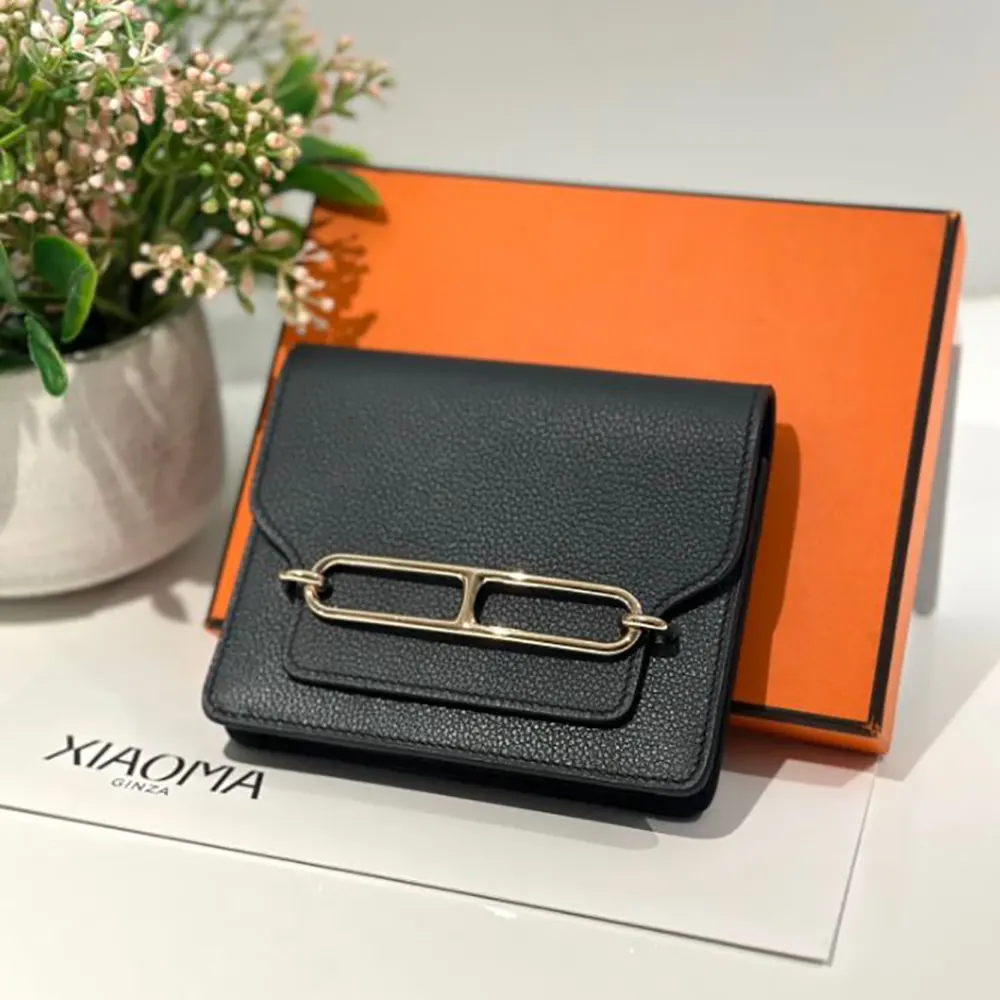 Hermes Women Roulis Slim Wallet-Black H082213CP89