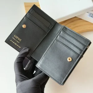 Loewe Unisex Compact Wallet in Nappa Calfskin-Black C643NC