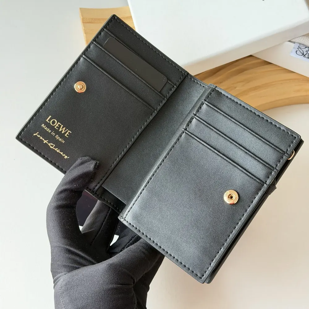 Loewe Unisex Compact Wallet in Nappa Calfskin-Black C643NC 9 Loewe Unisex Compact Wallet in Nappa Calfskin-Black C643NC