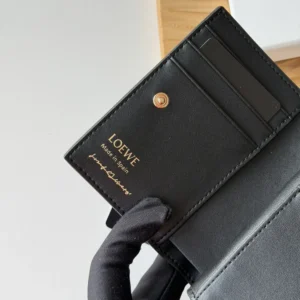 Loewe Unisex Compact Wallet in Nappa Calfskin-Black C643NC