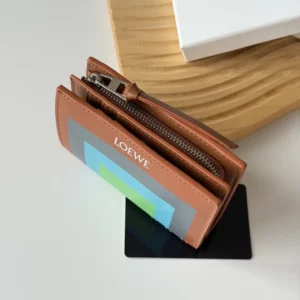 Loewe Unisex Compact Wallet in Nappa Calfskin-Brown C643Z40XA7