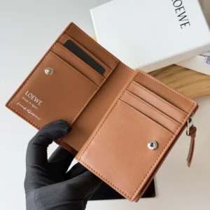 Loewe Unisex Compact Wallet in Nappa Calfskin-Brown C643Z40XA7