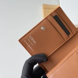 Loewe Unisex Compact Wallet in Nappa Calfskin-Brown C643Z40XA7