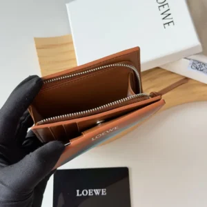Loewe Unisex Compact Wallet in Nappa Calfskin-Brown C643Z40XA7