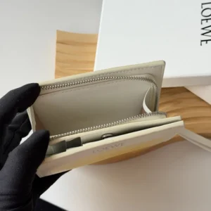 Loewe Unisex Compact Wallet in Nappa Calfskin-White C643NC