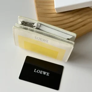 Loewe Unisex Compact Wallet in Nappa Calfskin-White C643NC