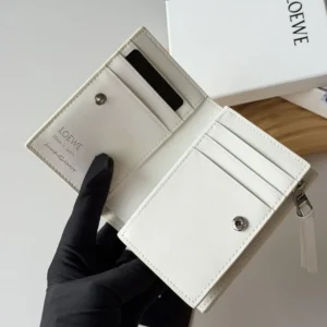 Loewe Unisex Compact Wallet in Nappa Calfskin-White C643NC