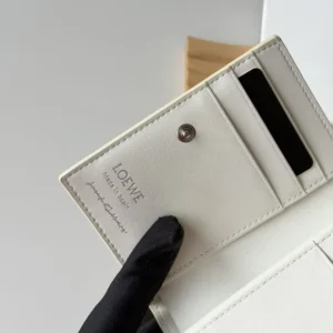 Loewe Unisex Compact Wallet in Nappa Calfskin-White C643NC