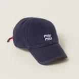 Miu Miu Women Denim Baseball Cap-Blue/Red 5HC369