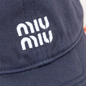 Miu Miu Women Denim Baseball Cap-Blue/Red 5HC369