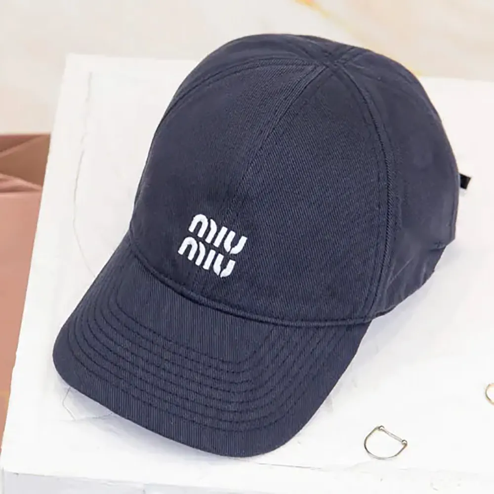 Miu Miu Women Denim Baseball Cap-Blue/Red 5HC369