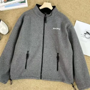 Miu Miu Women Fleece sweatshirt-Grey MJL04215V3F0031