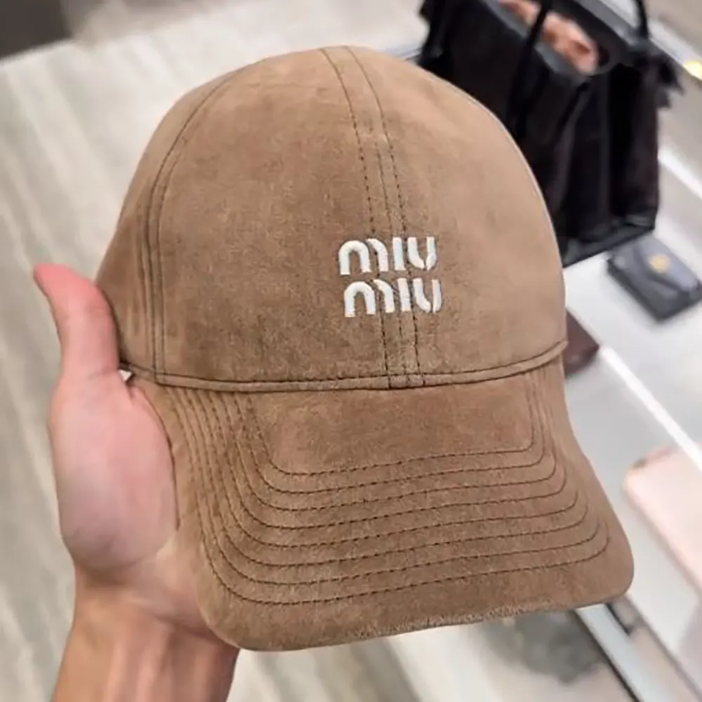 Miu Miu Women Velvet Baseball Cap-Sand/Black 5HC369