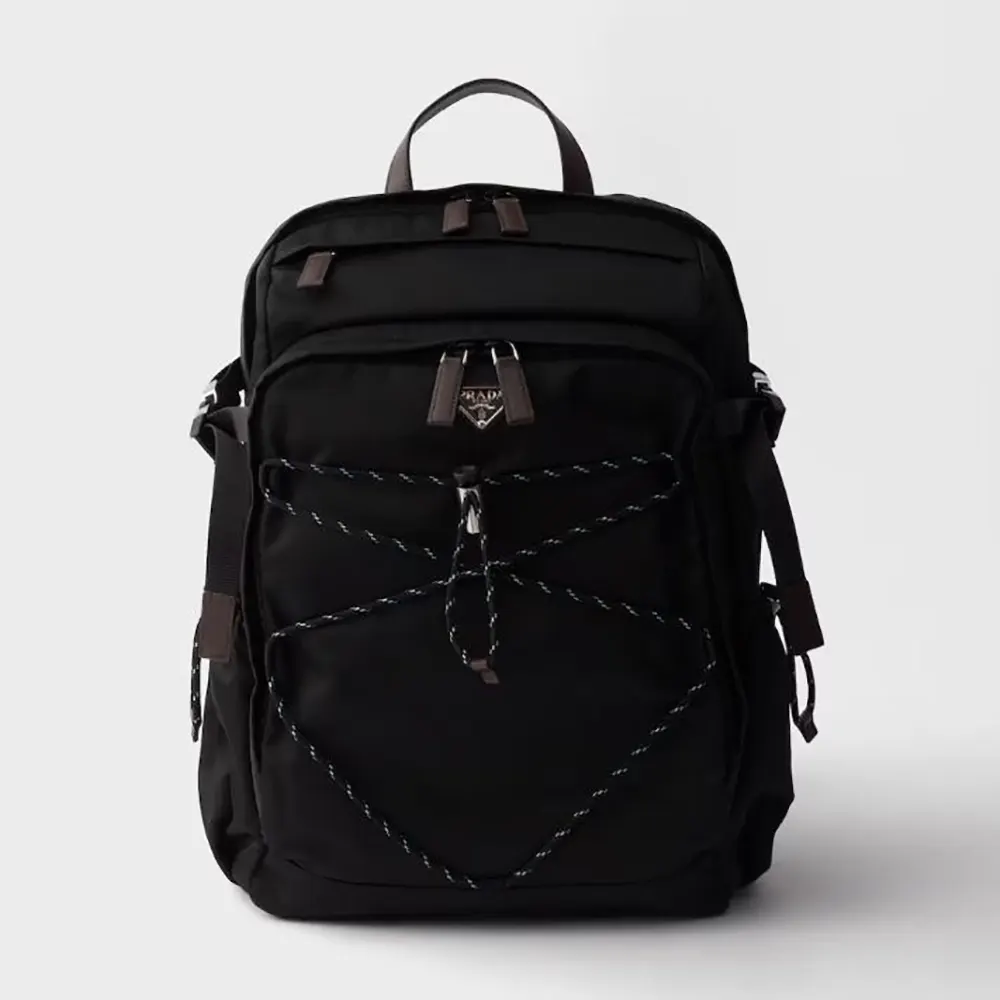 Prada Unisex Speedrock Re-Nylon And Leather Backpack-Black 2VZ122