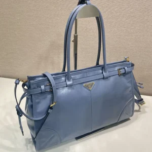 Prada Women Bonnie Large Leather Handbag-Light Blue 1BA433