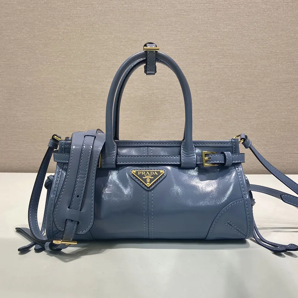 Prada Women Bonnie Leather Mini Handbag-Light Blue 1BA486Prada Women Bonnie Leather Mini Handbag-Light Blue 1BA486