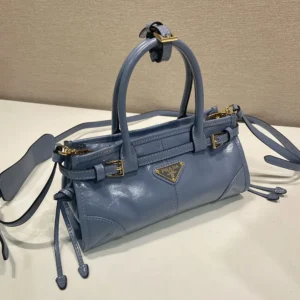 Prada Women Bonnie Leather Mini Handbag-Light Blue 1BA486