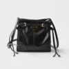 Prada Women Bonnie Leather Mini Shoulder Bag-Black 1BH229