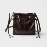 Prada Women Bonnie Leather Mini Shoulder Bag-Dark Brown 1BH229