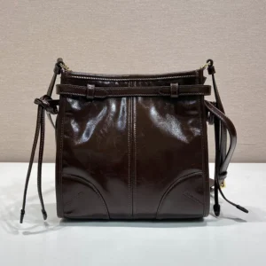 Prada Women Bonnie Leather Mini Shoulder Bag-Dark Brown 1BH229