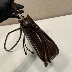 Prada Women Bonnie Leather Mini Shoulder Bag-Dark Brown 1BH229