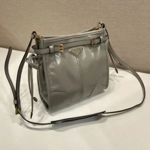 Prada Women Bonnie Leather Mini Shoulder Bag-Gray 1BH229