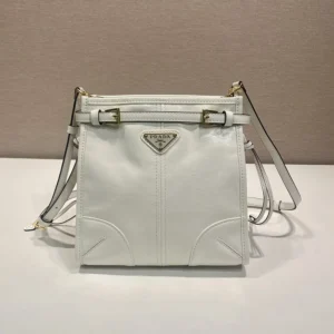 Prada Women Bonnie Leather Mini Shoulder Bag-White 1BH229