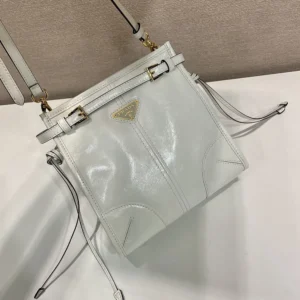 Prada Women Bonnie Leather Mini Shoulder Bag-White 1BH229