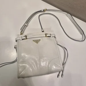 Prada Women Bonnie Leather Mini Shoulder Bag-White 1BH229