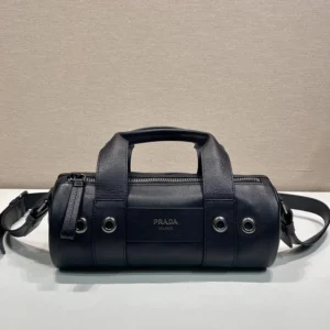 Prada Women Route Large Leather Top-Handle Bag-Black 1BB162