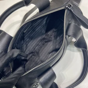 Prada Women Route Large Leather Top-Handle Bag-Black 1BB162
