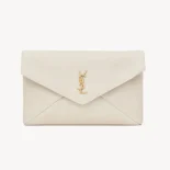 Saint Laurent YSL Women Cassandre Large Envelope Pouch In Lambskin-White