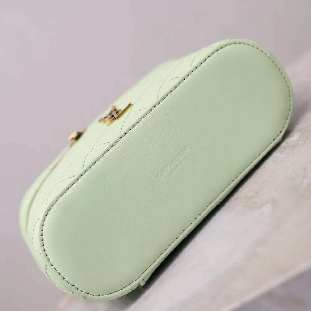 Saint Laurent YSL Women Gaby Vanity Bag In Lambskin-Aqua 7667311E 8 Saint Laurent YSL Women Gaby Vanity Bag In Lambskin-Aqua 7667311E