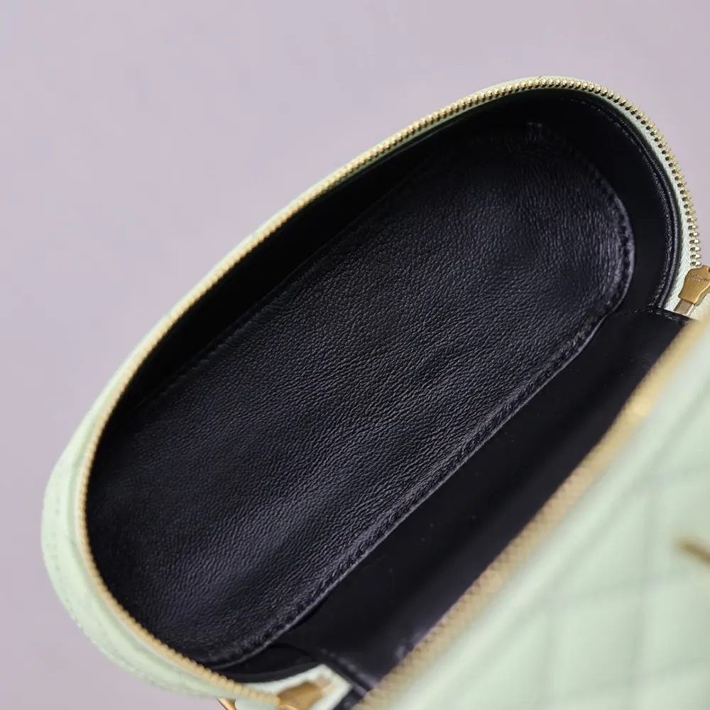 Saint Laurent YSL Women Gaby Vanity Bag In Lambskin-Aqua 7667311E 10 Saint Laurent YSL Women Gaby Vanity Bag In Lambskin-Aqua 7667311E