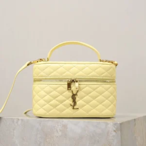 Saint Laurent YSL Women Gaby Vanity Bag In Lambskin-Yellow 7667311E