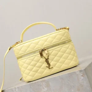 Saint Laurent YSL Women Gaby Vanity Bag In Lambskin-Yellow 7667311E