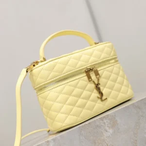 Saint Laurent YSL Women Gaby Vanity Bag In Lambskin-Yellow 7667311E