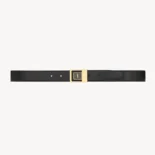 Saint Laurent YSL Women La 66 Buckle Belt in Lacquered Leather-Black