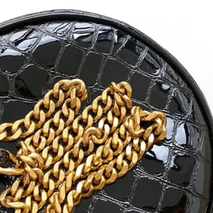 Saint Laurent YSL Women Vinyle Round Camera Bag in Black