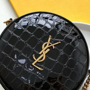 Saint Laurent YSL Women Vinyle Round Camera Bag in Black