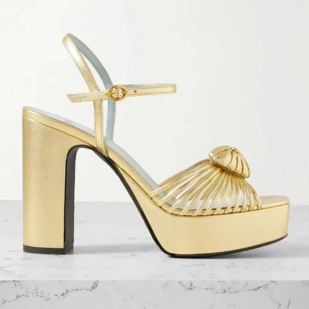 Valentino Women Sandal Royal Platform Sandal In Kidskin 115mm-Gold